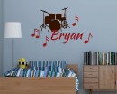 Custom Name Decal Drum Set Silhouette Music Notes Custom Name Decal Drum Set Silhouette Music Notes